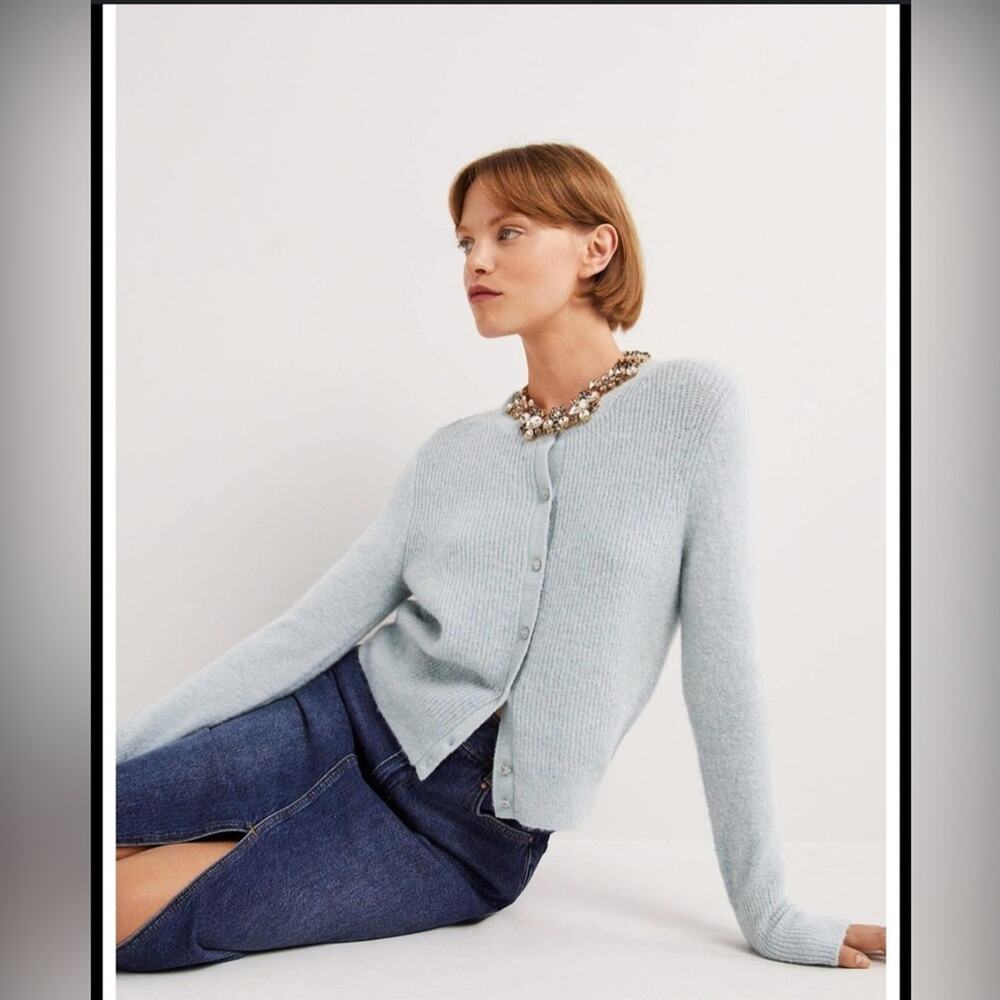 Boden Women’s Cardigan Sweater – Size Small – EUC – Light Blue Alpaca/Wool Blend